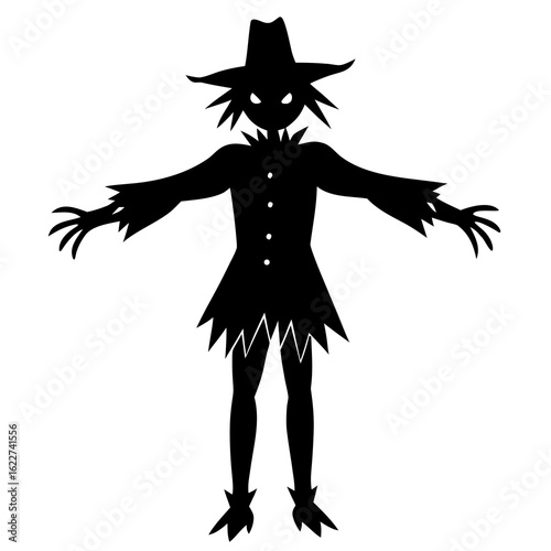 Black scarecrow silhouette with pointed hat vector
