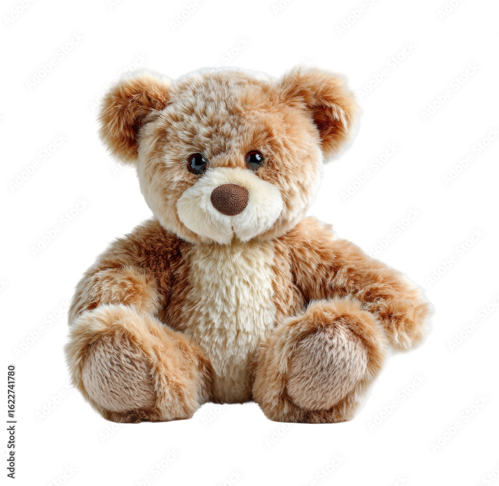 Obraz premium Cuddly bear toy cozy home plush product warm environment child's perspective isolated on transparent background, png