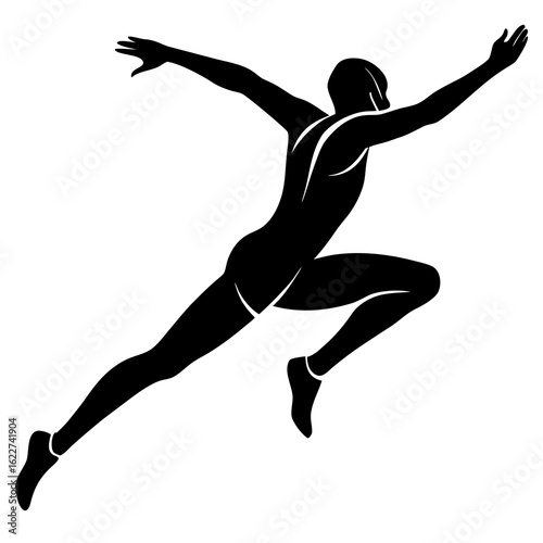 Black silhouette of a leaping athlete vector jumping