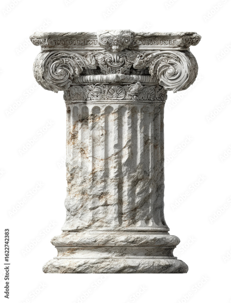 Obraz premium Historical architectural column ancient ruins classic design isolated on transparent background, png
