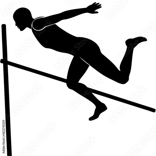 High jumper clearing bar silhouette athlete sports