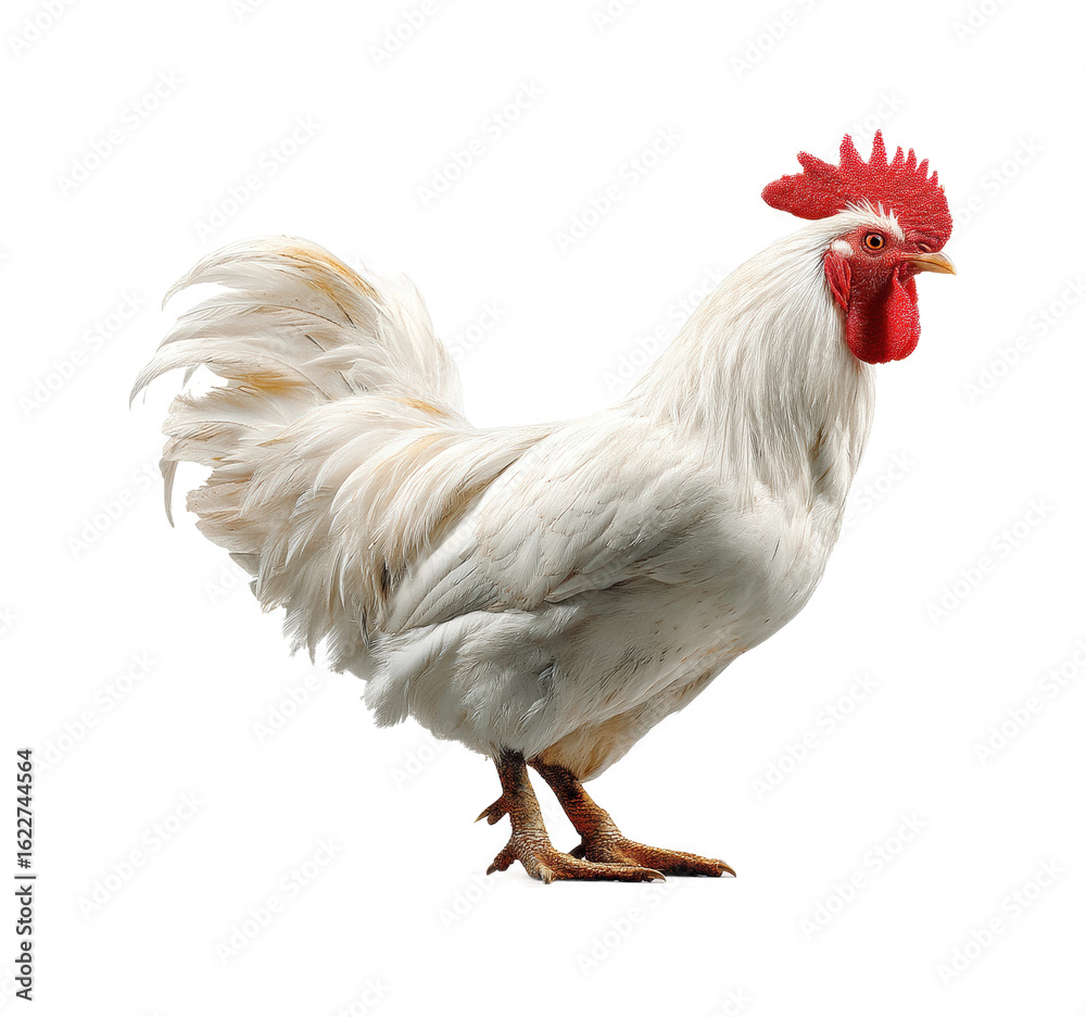Fototapeta premium Rooster strutting proudly in farmyard animal rural isolated on transparent background, png