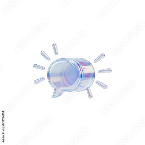 3D Holographic Overlapping Speech Bubbles with Radiating Lines, Representing Online Communication and Chat