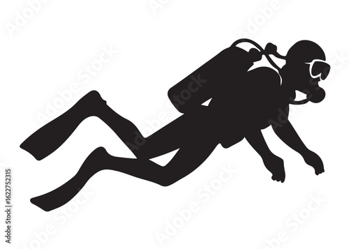 scuba diving logo silhouette vector, scuba driver vector logo silhouette design, scuba diver silhouette vector illustration, underwater scuba diving logo vector silhouette on white background
