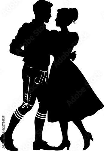 vector of a couple dancing in traditional Bavarian Oktoberfest attire