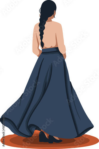 Woman in Flowing Skirt (Back View)
