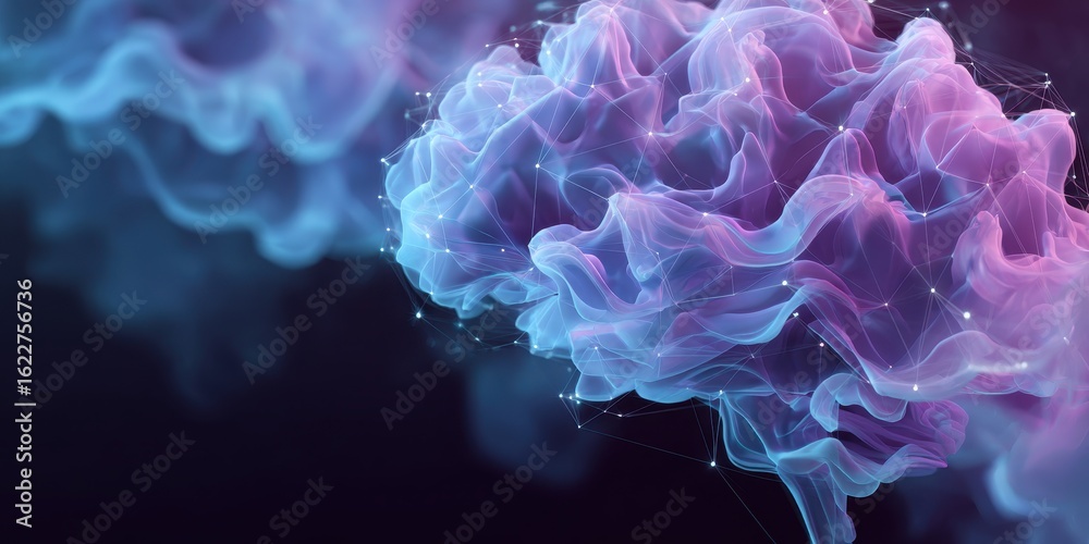 Obraz premium Abstract representation of the human brain with colorful smoke
