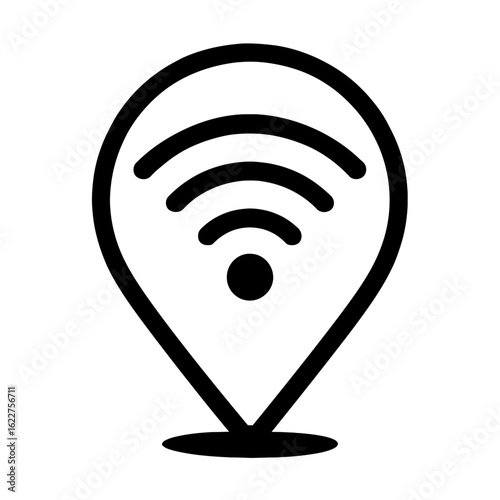 Wi-Fi Hotspot Location Pin Vector Icon - Wireless Internet Connectivity and Global Navigation