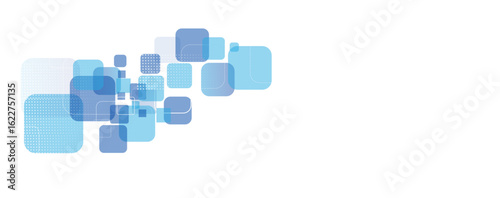 Abstract blue squares background. Modern futuristic blue and soft gray geometric square shape overlapping layer on white background.