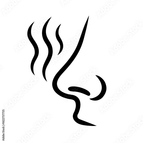 Minimalist Vector Icon of a Nose and the Sense of Smell
