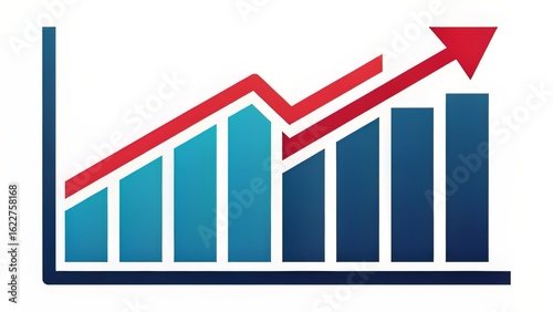 Graph Icon with Rising Bars and Arrow, Symbolizing Growth in Data-Driven Systems