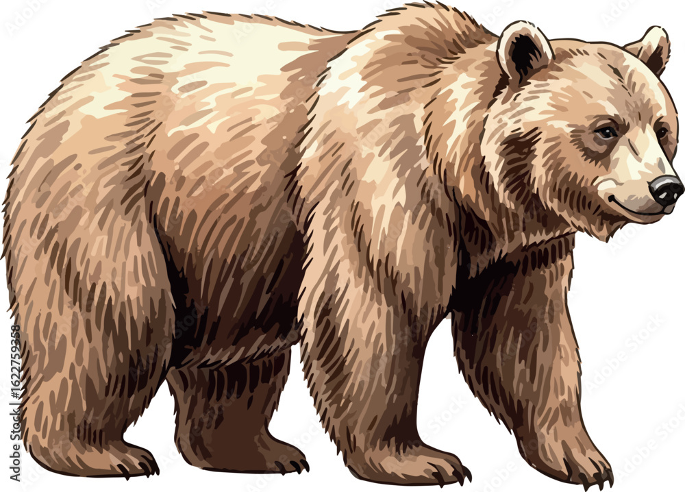 Obraz premium watercolour illustration of bear in isolated on white background