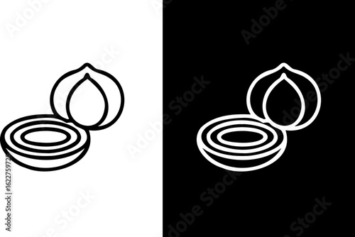 Almond nut vector illustration, healthy food ingredient outline drawing design