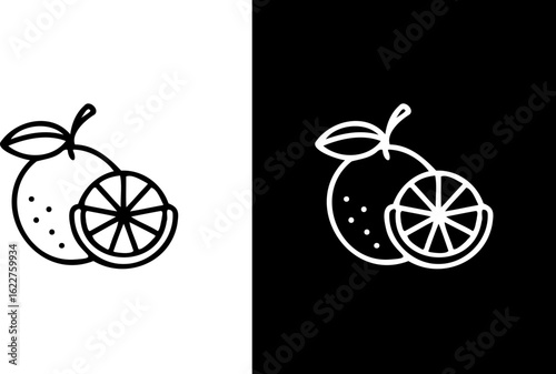 Orange fruit vector icon citrus slice line art healthy food vitamin c design