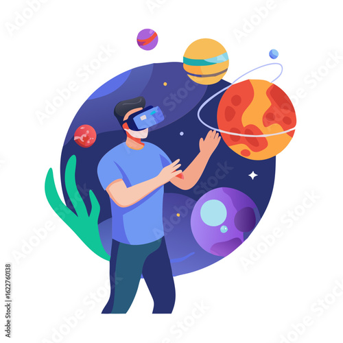 Illustration Of A Man Seeing A Virtual Reality
