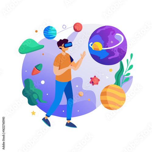 Illustration Of A Man Seeing A Virtual Reality

