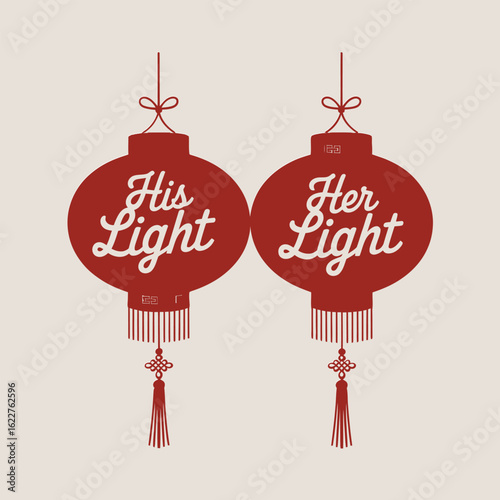 His light her light lanterns, Qixi Festival romance, Chinese Valentine�s Day, creative vector design for festive decor