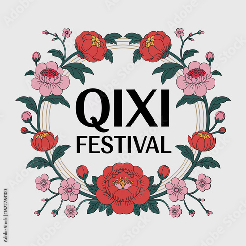 Double lanterns his light her light, Qixi Festival unity, Chinese romance, modern vector illustration for decor