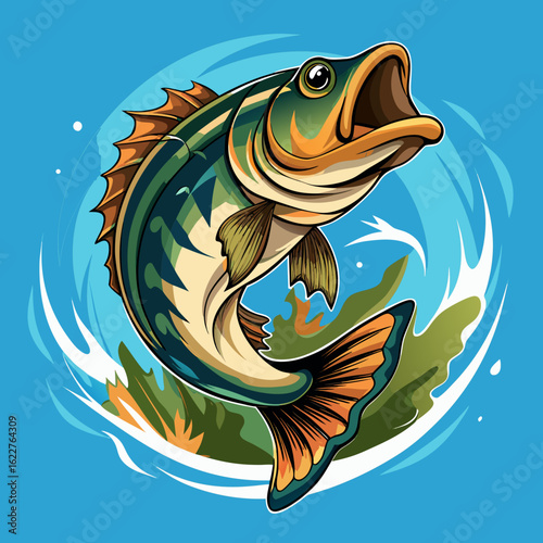 hunting fish vector illustration