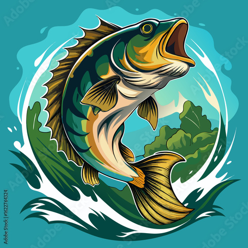 hunting fish vector illustration