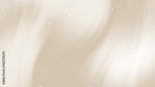 A dreamy and sophisticated abstract background featuring a fluid, swirling gradient of rich beige and warm cream tones, accented with delicate, scattered white particles or dust.