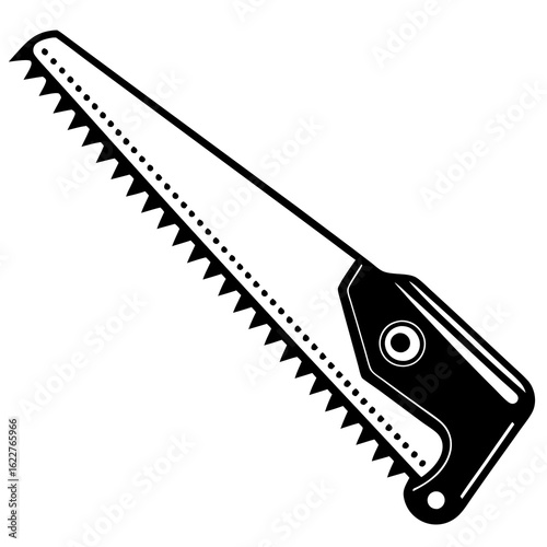 Black and White Hand Saw Icon.
