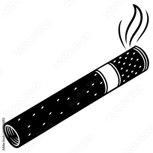 Black and White Illustration of a Smoking Cigarette.