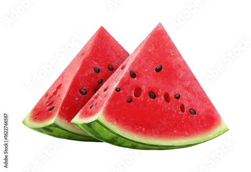 Refreshing watermelon slices summer picnic food outdoors isolated on transparent background, png