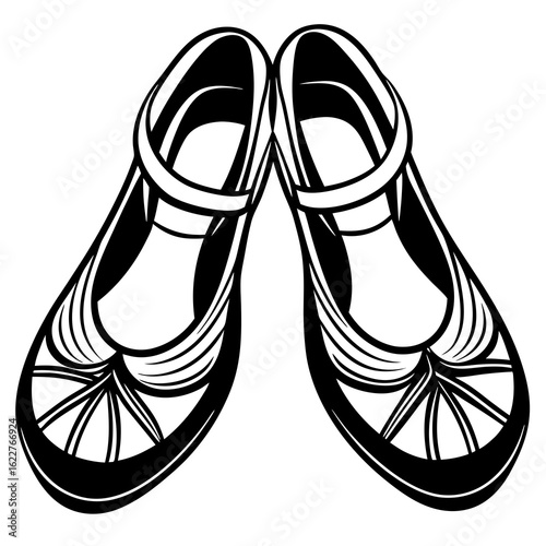 Black and White Stylized Mary Jane Shoes.