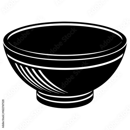 Black Ceramic Bowl with White Stripes.