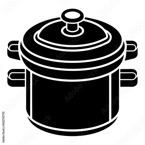 Black Silhouette of a Cooking Pot.
