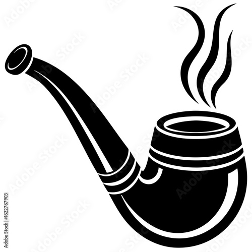 Black Silhouette of a Smoking Pipe.