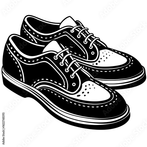 Classic Wingtip Brogue Leather Shoes.