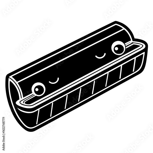 Cute Kawaii Harmonica Character Illustration.