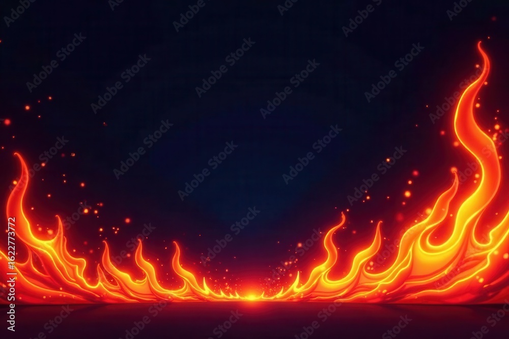 Fototapeta premium Continuous line art fire flame border pattern design , abstract, burning