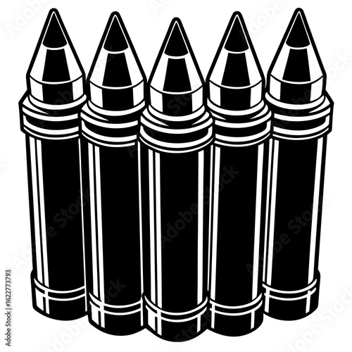 Five Sharpened Pencils in a Row.