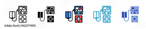 Blood Pressure Monitor  Icon Set Multiple Style Collection