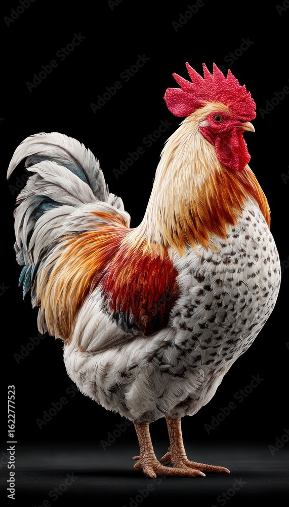 Fototapeta premium Rooster portrait against black