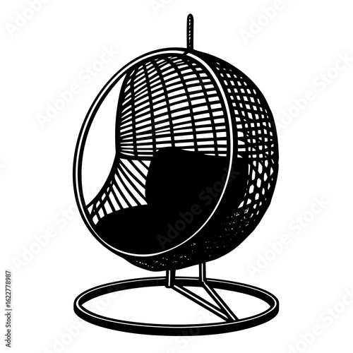 Modern Black Hanging Egg Chair.