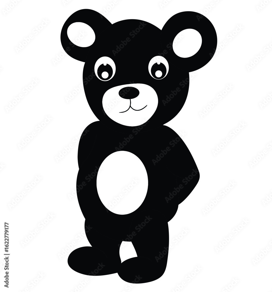 Fototapeta premium Cute cartoon hand drawn vector teddy bear silhouette.