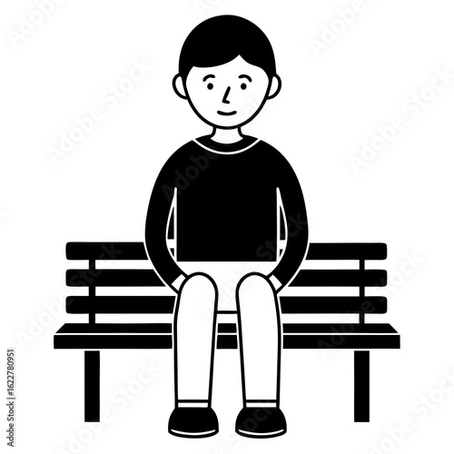 Simple Illustration of a Person Sitting on a Bench.