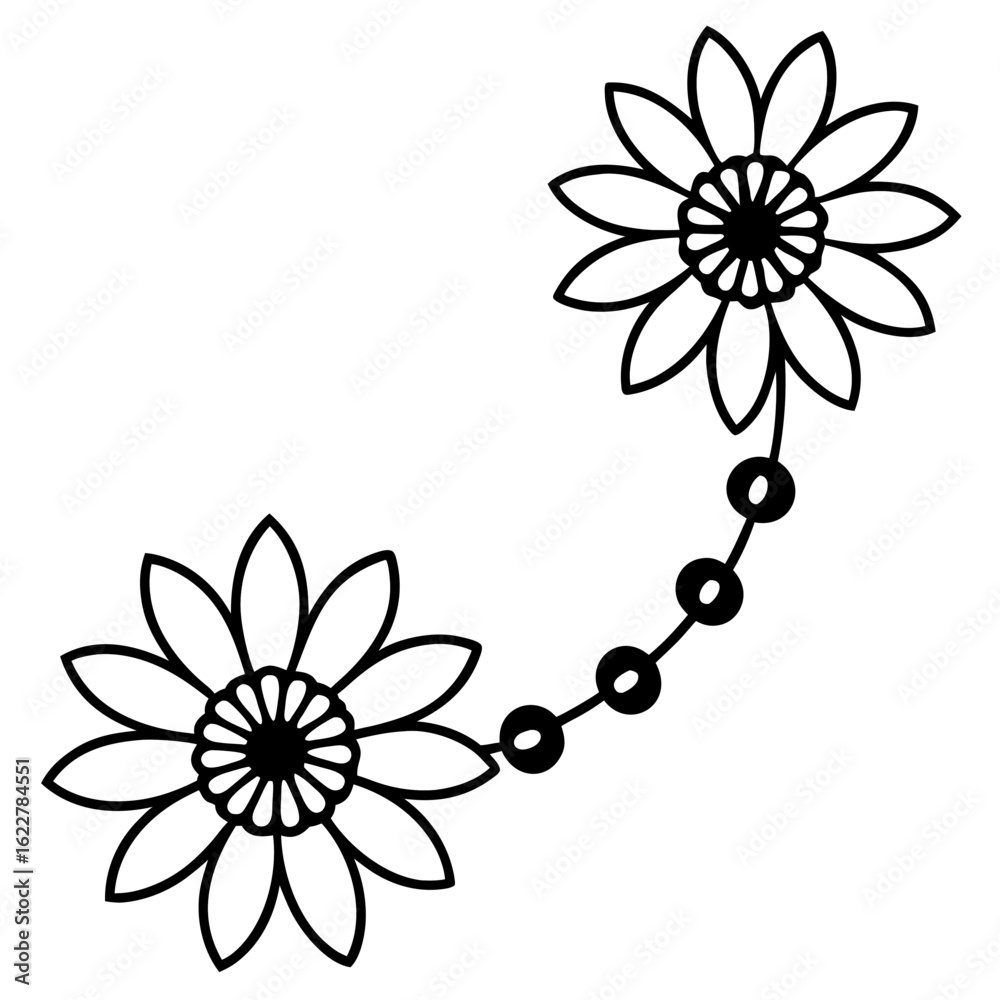Fototapeta premium Daisy Chain vector silhouette black design white background