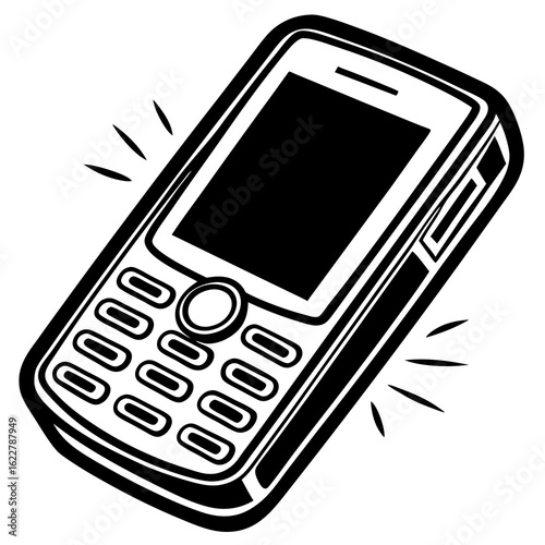 Vintage Cell Phone Icon with Ringing Sound.