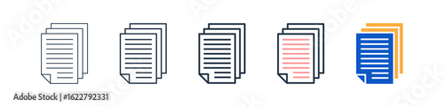 Paper Sheet different style icons set vector illustration. 