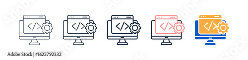 Web Development different style icons set vector illustration. 