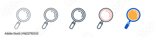 Magnifying Glass different style icons set vector illustration. 