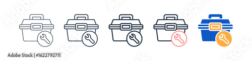 Tool Box different style icons set vector illustration. 