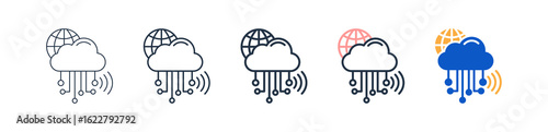 Cloud Network different style icons set vector illustration. 