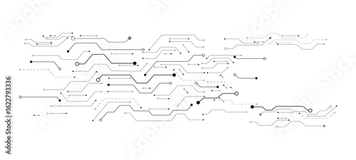 Technology black circuit diagram concept. High-tech circuit board connection system.Vector abstract technology 
