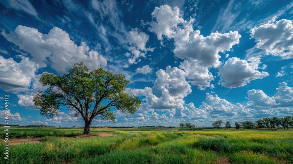 Obraz premium Expansive fields under a dramatic sky